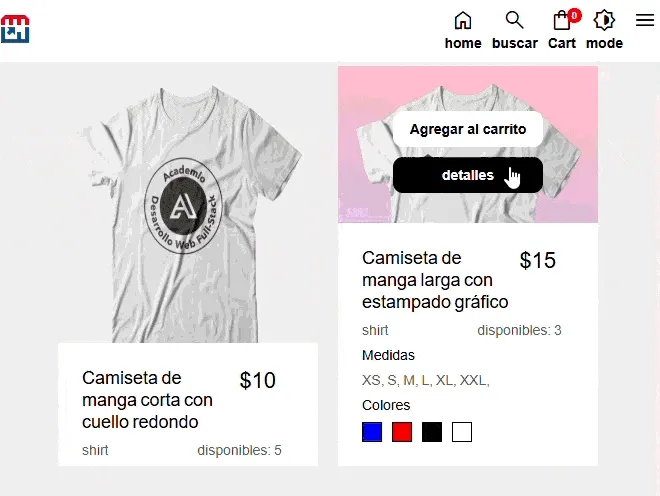 tienda proyecto usando vanilla